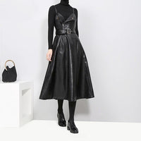 Black PU Leather Dress
