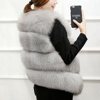 Faux Fur Winter Vest Women Soft Trouching Waist Coats Female Sleeveless Jacket For Ladies 2019 Fashion Fake Fur Outerwear Femme