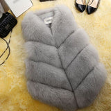 Faux Fur Winter Vest Women Soft Trouching Waist Coats Female Sleeveless Jacket For Ladies 2019 Fashion Fake Fur Outerwear Femme