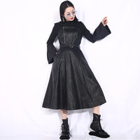 Spaghetti Strap Black Pu Leather Dress