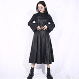 Spaghetti Strap Black Pu Leather Dress
