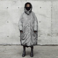 Hooded Cotton-padded Gray Oversize Parka