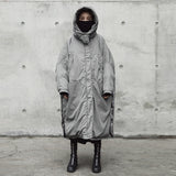 Hooded Cotton-padded Gray Oversize Parka