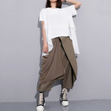 High Elastic Waist Black Fold Bandage Trousers