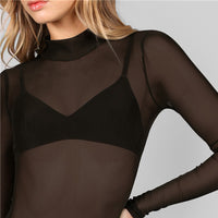 Hollow Out Back Mesh Bodysuit