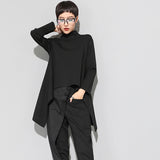High Collar Long Sleeve Black T-shirt