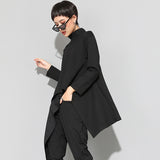 High Collar Long Sleeve Black T-shirt