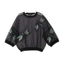 Organza Round Neck Embroidered Blouse