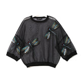Organza Round Neck Embroidered Blouse
