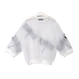 Organza Round Neck Embroidered Blouse