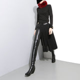 Solid Color Black Pleated Skirt