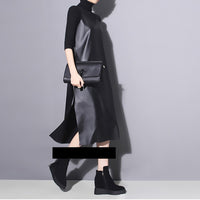 Strapless Black Pu Leather Dress