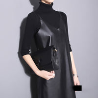 Strapless Black Pu Leather Dress