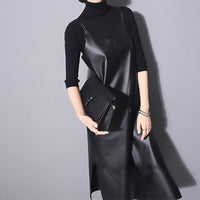 Strapless Black Pu Leather Dress