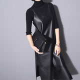 Strapless Black Pu Leather Dress