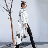 Long Sleeve White Printed Blouse