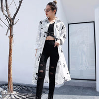 Long Sleeve White Printed Blouse