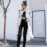 Long Sleeve White Printed Blouse