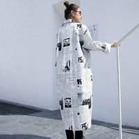 Long Sleeve White Printed Blouse