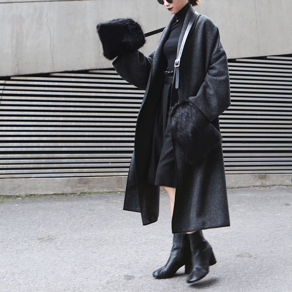 Black Fur Warm Gloves