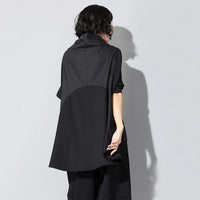 High Collar Long Sleeve Black T-shirt