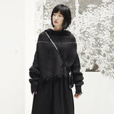 Hooded Long Sleeve Black Sweater