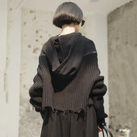 Hooded Long Sleeve Black Sweater