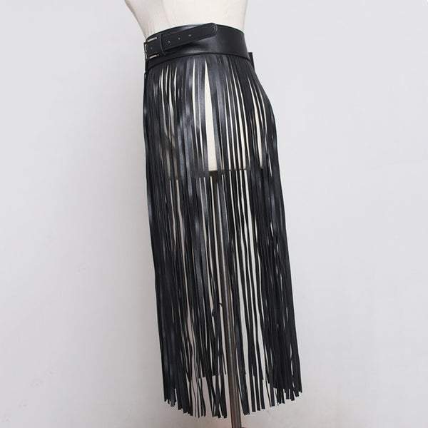Pu Leather Long Tassel Belt