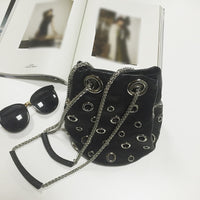 Pu Leather Chain Grommet Purse