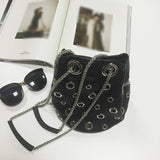 Pu Leather Chain Grommet Purse