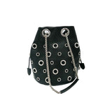 Pu Leather Chain Grommet Purse