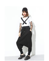 Solid Black Loose-fitting Harem Pants