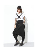 Solid Black Loose-fitting Harem Pants