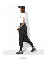 Solid Black Loose-fitting Harem Pants