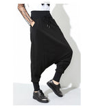 Solid Black Loose-fitting Harem Pants