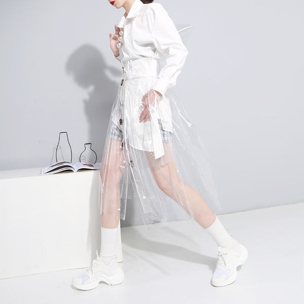 High Waisted Transparent Skirt With Pockets