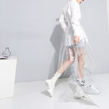 High Waisted Transparent Skirt With Pockets