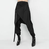 Lace Up Spliced Casual Harem Pants