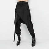 Lace Up Spliced Casual Harem Pants