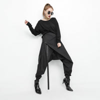 Lace Up Spliced Casual Harem Pants