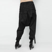 Lace Up Spliced Casual Harem Pants