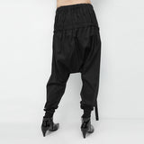 Lace Up Spliced Casual Harem Pants