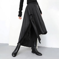 High Elastic Waist Loose Black Trousers