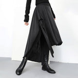 High Elastic Waist Loose Black Trousers
