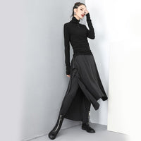 High Elastic Waist Loose Black Trousers