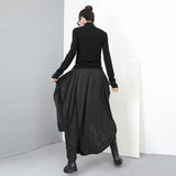 High Elastic Waist Loose Black Trousers