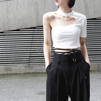 Short Sleeve Backless T-shirt