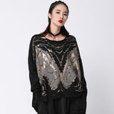 Black Patchwork Oversize Sweater
