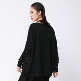 Black Patchwork Oversize Sweater