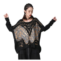 Black Patchwork Oversize Sweater